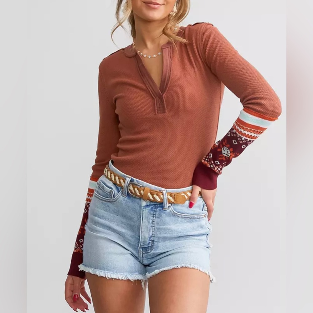 NWT Free People Mikah Notched Neck Layering Cuff Sweater